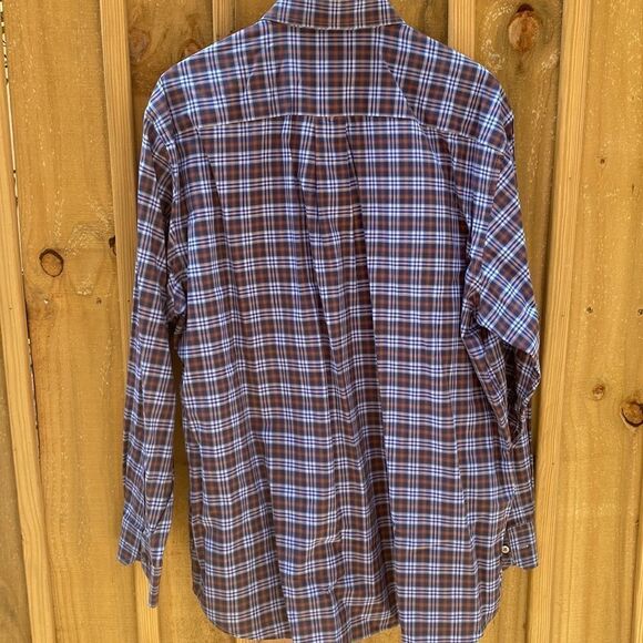 Scott Barber button down XL cotton long sleeve navy plaid - Picture 6 of 6